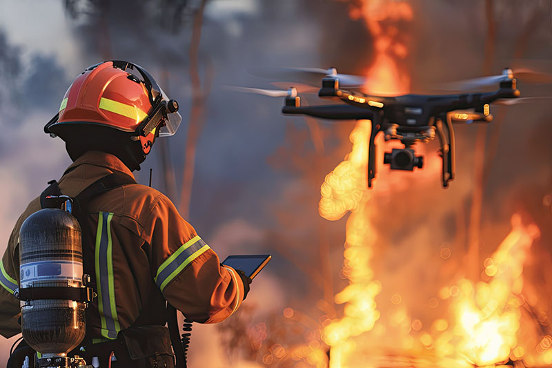 Firefighter drone operator